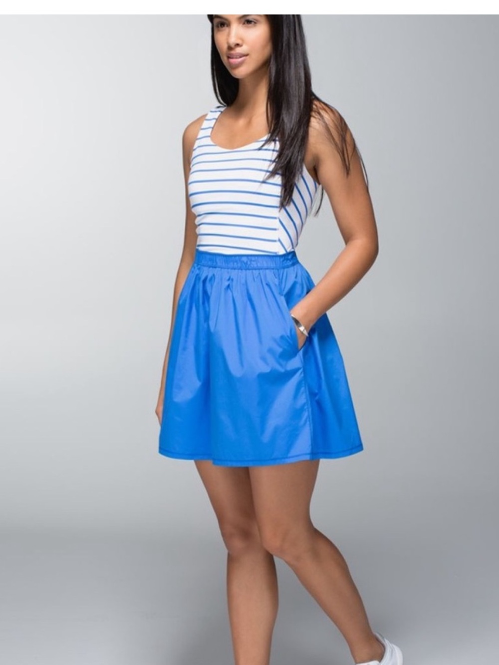lululemon athletica Blue and White Striped Mini Dress